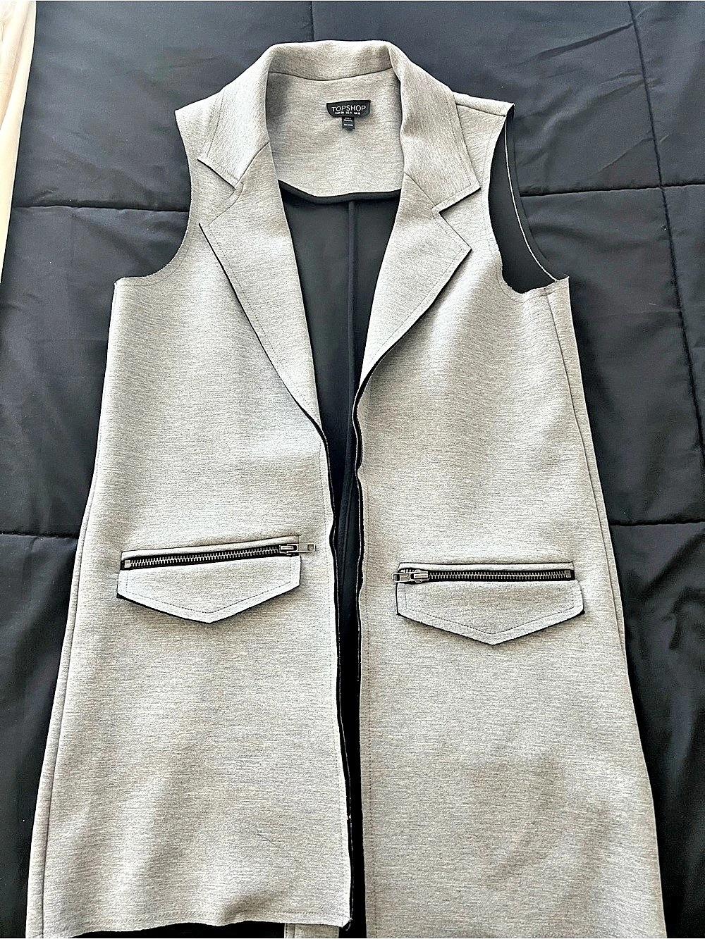 Topshop Gray Zip Front Vest Size 4 Like New